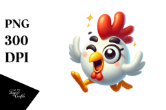 Cute Chicken with Party Hat, Vector Art Product Image 1