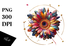 Colorful Gerbera with Golden Insertions PNG Product Image 1