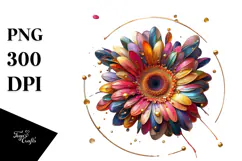 Colorful Gerbera with Golden Insertions PNG Product Image 1