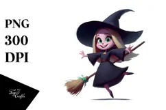 Funny Witch Digital Painting, High-Res PNG Product Image 1