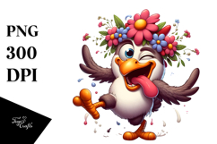 Goofy Chicken with Flower Crown, Transparent PNG Product Image 1