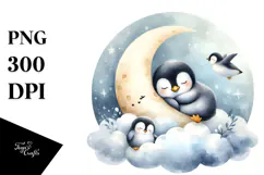 Whimsical Watercolor Baby Penguin PNG Product Image 1