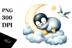 Whimsical Watercolor Baby Penguin PNG Product Image 1