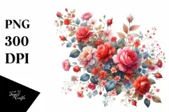 Colorful Small Red Roses PNG Product Image 3