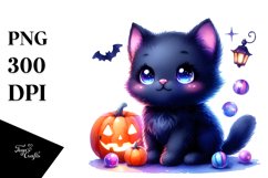 Vibrant Drawing Cute Baby Black Cat | Sublimation | Clipart Product Image 3