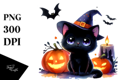 Vibrant Drawing Cute Baby Black Cat | Sublimation | Clipart Product Image 1