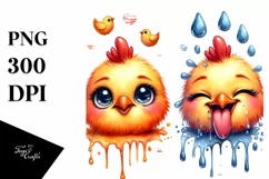Funny Chicken Smiling Tongue Dripping Clipart Product Image 1