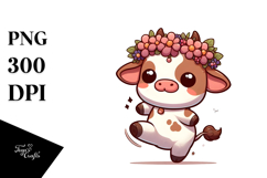 Baby Calf with Flower Crown, Transparent PNG Product Image 1