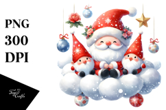 Cute Santa with Gnomes Cloud PNG Product Image 1