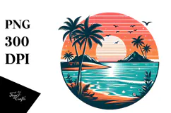 Retro Tropical Island Sunset, 20 oz Tumbler Product Image 1