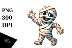 Funny Mummy Watercolor Image, PNG Product Image 1