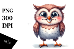 Happy Owl Cartoon Clipart Product Image 1