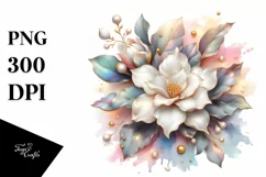 Shiny Gardenia Watercolor Splash | Sublimation | Clipart Product Image 1