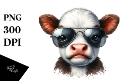 Funny Baby Cow with Sunglasses, High Quality PNG Product Image 1