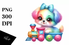 Colorful Baby Puppy Small Train Smiling | Sublimation | Product Image 1