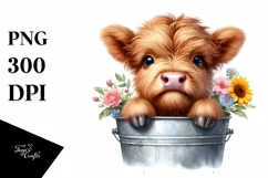 Cute Baby Highland Cow, PNG Product Image 3