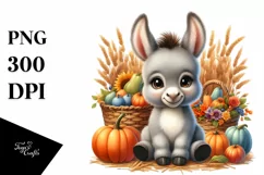 Funny Baby Donkey Sitting in Front of Harvest Product Image 3