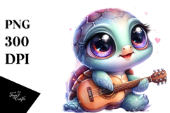 Cute Baby Turtle with Singer Look PNG Product Image 1
