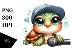 Watercolor Cute Baby Turtle PNG Product Image 1