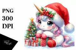 Cute Baby Unicorn Santa Clipart Product Image 3