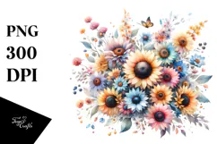 Colorful Sunflower Design, Transparent PNG Product Image 1