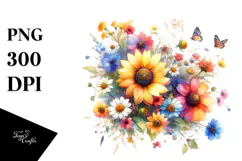 Colorful Sunflower Design, Transparent PNG Product Image 1