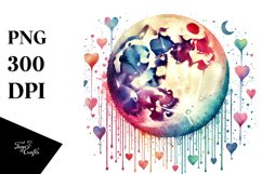 Valentines Hearts Moon PNG Product Image 1