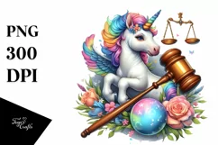 Baby Unicorn with Gavel, Magical PNG Product Image 3