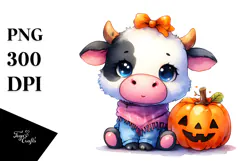 Cute Baby Cow, Watercolor PNG Product Image 1