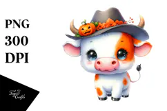 Vibrant Cute Cow Halloween PNG Product Image 1