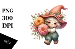 Adorable Gnome with Marigold PNG Product Image 1