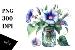 Large Morning Glory Jar | Sublimation | Clipart Product Image 1