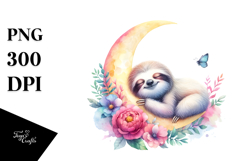 Vibrant Moonlight Sloth Clipart Product Image 1