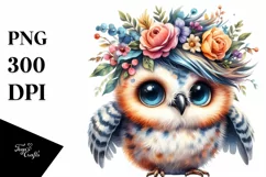 Cute Vibrant Baby Owl PNG Product Image 1