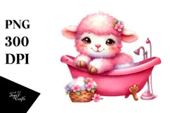 Colorful Lamb Resting on Bathtub PNG Product Image 1