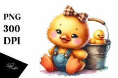 Vibrant Watercolor Cute Baby Plush Duck Product Image 1