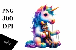 Baby Unicorn with Ventriloquist's Dummy, Magical PNG Product Image 3