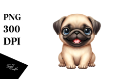 Baby Pug Floral Frame Clipart Product Image 1