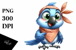 Funny Parrot Standing with Bandana | Clipart Product Image 3
