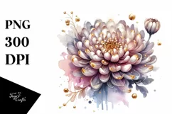 Glossy Golden Chrysanthemum | Sublimation | Clipart Product Image 3