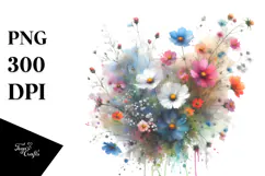 Colorful Wild Flowers Design, Transparent PNG Product Image 1