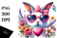 Easter Bunny with Heart Sunglasses Showing Heart Sign PNG Product Image 1
