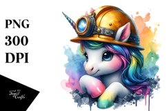 colorful Baby Unicorn Miner&#039;s Helmet PNG Product Image 1