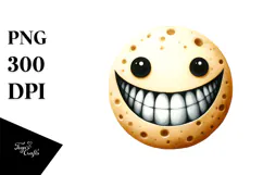 Funny Watercolor Halloween Moon Smile Big Teeth | Clipart Product Image 1
