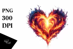 Fire Heart Warm Blazing Hot Watercolor Product Image 1