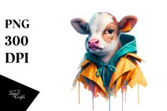 Baby Cow in Raincoat, Magical PNG Product Image 3