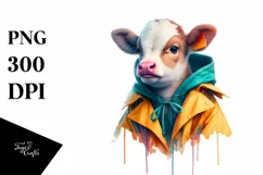 Baby Cow in Raincoat, Magical PNG Product Image 3