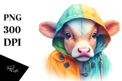 Baby Cow in Raincoat, Magical PNG Product Image 3
