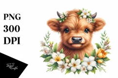Cute Baby Highland Cow Watercolor Splash Product Image 1