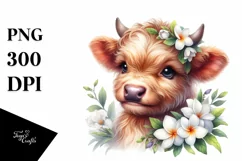 Cute Small Highland Cow, Smiling Flowers | Sublimation | Product Image 3